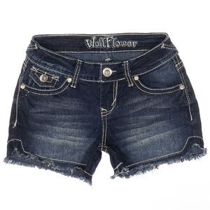 Wallflower Jean Shorts Womens Size 0 Blue Americana Embellished Embroidered W24